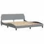 Bed frame with headboard light gray fabric 180x200 cm by , Beds and slatted bases - Ref: Foro24-373225, Price: 165,53 €, Disc...