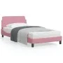 Estructura de cama con cabecero de terciopelo rosa 100x200 cm de , Camas y somieres - Ref: Foro24-373137, Precio: 130,30 €, D...