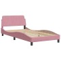 Estructura de cama con cabecero de terciopelo rosa 100x200 cm de , Camas y somieres - Ref: Foro24-373137, Precio: 114,82 €, D...