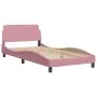 Estructura de cama con cabecero de terciopelo rosa 100x200 cm de , Camas y somieres - Ref: Foro24-373137, Precio: 130,30 €, D...