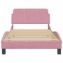 Estructura de cama con cabecero de terciopelo rosa 100x200 cm de , Camas y somieres - Ref: Foro24-373137, Precio: 114,82 €, D...