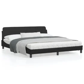 Bed frame with headboard black synthetic leather 180x200cm by , Beds and slatted bases - Ref: Foro24-373238, Price: 192,14 €,...
