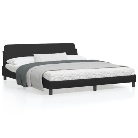 Estructura de cama con cabecero cuero sintético negro 180x200cm de , Camas y somieres - Ref: Foro24-373238, Precio: 193,27 €,...