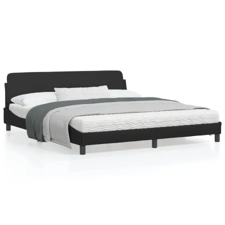 Bed frame with headboard black synthetic leather 180x200cm by , Beds and slatted bases - Ref: Foro24-373238, Price: 189,74 €,...