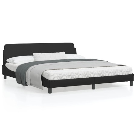 Bettgestell mit Kopfteil aus schwarzem Kunstleder 180x200cm von , Betten und Lattenroste - Ref: Foro24-373238, Preis: 193,27 ...