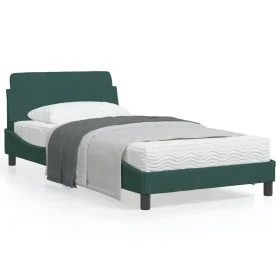 Dark green velvet bed frame with headboard 100x200 cm by , Beds and slatted bases - Ref: Foro24-373135, Price: 96,49 €, Disco...