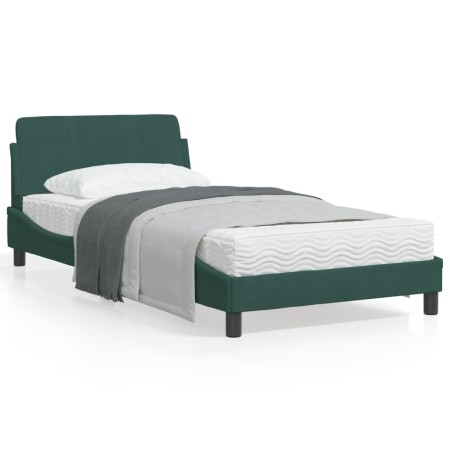 Dunkelgrüner Samtbettrahmen mit Kopfteil 100x200 cm von , Betten und Lattenroste - Ref: Foro24-373135, Preis: 97,90 €, Rabatt: %