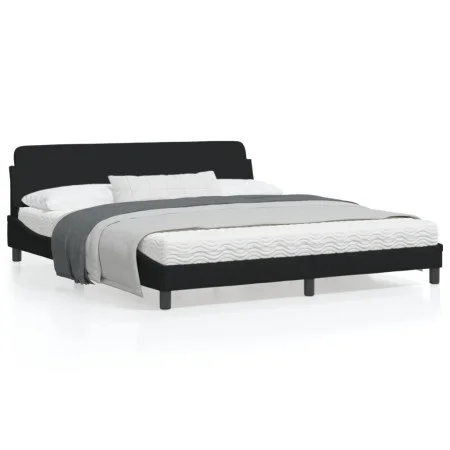 Estructura de cama con cabecero de tela negro 180x200 cm de , Camas y somieres - Ref: Foro24-373227, Precio: 193,60 €, Descue...