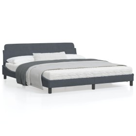 Estructura cama con cabecero terciopelo gris oscuro 180x200 cm