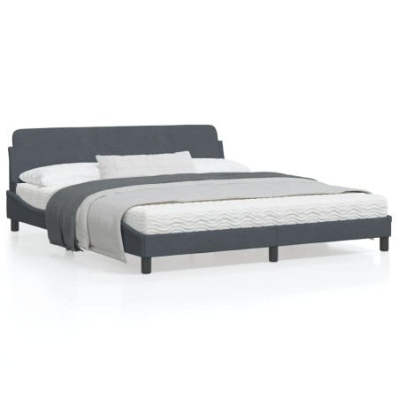 Bed frame with dark gray velvet headboard 180x200 cm by , Beds and slatted bases - Ref: Foro24-373233, Price: 195,46 €, Disco...