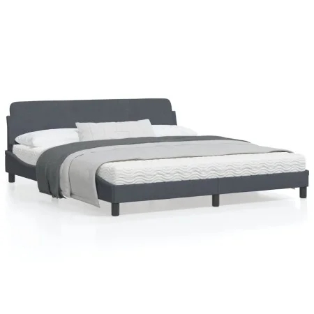 Estructura cama con cabecero terciopelo gris oscuro 180x200 cm de , Camas y somieres - Ref: Foro24-373233, Precio: 191,12 €, ...