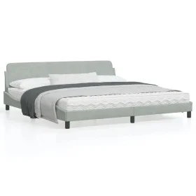 Light gray velvet bed frame with headboard 200x200cm by , Beds and slatted bases - Ref: Foro24-373252, Price: 200,67 €, Disco...