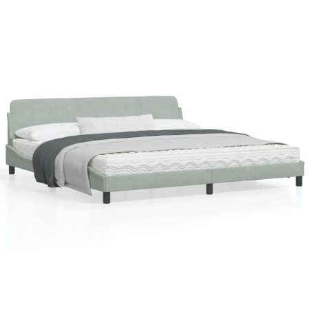 Estructura de cama con cabecero terciopelo gris claro 200x200cm de , Camas y somieres - Ref: Foro24-373252, Precio: 204,54 €,...