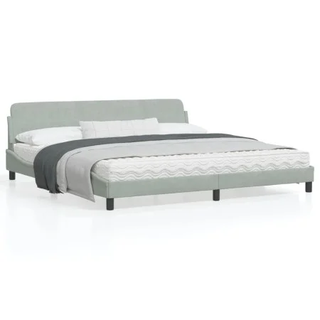 Light gray velvet bed frame with headboard 200x200cm by , Beds and slatted bases - Ref: Foro24-373252, Price: 200,67 €, Disco...