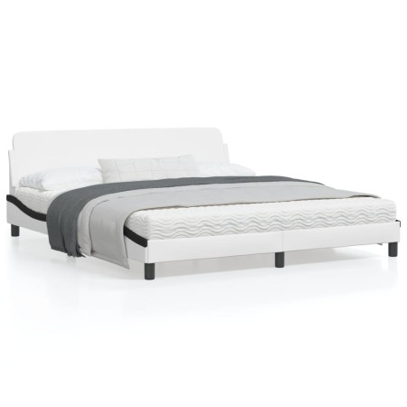 Bettgestell mit schwarz-weißem Kopfteil aus Kunstleder von , Betten und Lattenroste - Ref: Foro24-373244, Preis: 197,44 €, Ra...