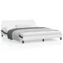 Bed frame with black and white synthetic leather headboard by , Beds and slatted bases - Ref: Foro24-373244, Price: 193,84 €,...