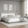 Bed frame with black and white synthetic leather headboard by , Beds and slatted bases - Ref: Foro24-373244, Price: 193,84 €,...