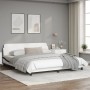 Estructura de cama con cabecero cuero sintético blanco y negro