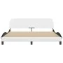 Bed frame with black and white synthetic leather headboard by , Beds and slatted bases - Ref: Foro24-373244, Price: 193,84 €,...