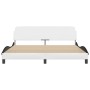 Estructura de cama con cabecero cuero sintético blanco y negro