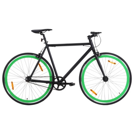 Bicicleta de piñón fijo negro y verde 700c 55 cm