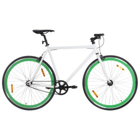 Bicicleta de piñón fijo blanco y verde 700c 55 cm