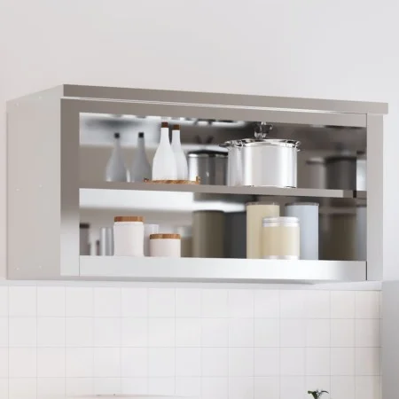 Küchenwandschrank mit Edelstahlregal von , Lebensmittelbehälter - Ref: Foro24-376444, Preis: 128,45 €, Rabatt: %