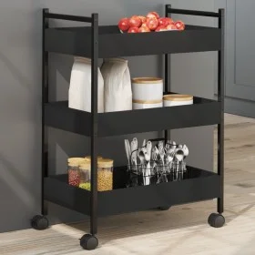 Schwarzer Küchenwagen aus Holzwerkstoff, 50 x 30 x 70 cm von , Küchen- und Speisewagen - Ref: Foro24-842356, Preis: 57,78 €, ...