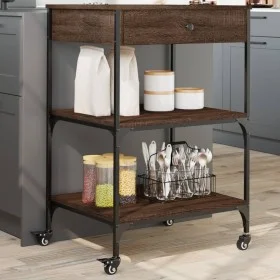 Küchenwagen aus eichenbraunem Holzwerkstoff, 60 x 48 x 89,5 cm von , Küchen- und Speisewagen - Ref: Foro24-842375, Preis: 80,...