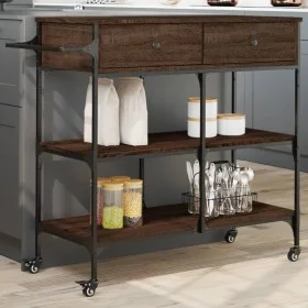 Küchenwagen aus eichenbraunem Holzwerkstoff, 105 x 42 x 95 cm von , Küchen- und Speisewagen - Ref: Foro24-842380, Preis: 128,...