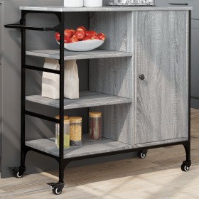 Küchenwagen aus grauem Sonoma-Holz, 87,5 x 38,5 x 84,5 cm von , Küchen- und Speisewagen - Ref: Foro24-842389, Preis: 120,03 €...
