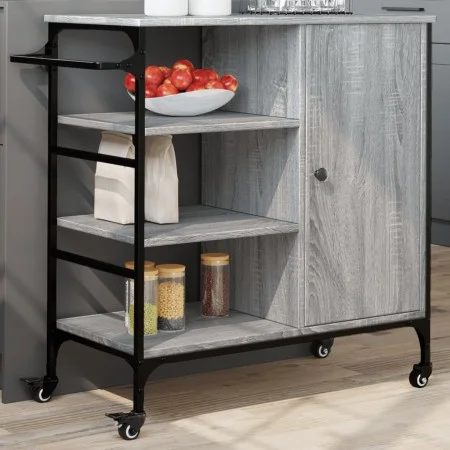 Sonoma gray wood kitchen cart 87.5x38.5x84.5 cm by , Kitchen and dining carts - Ref: Foro24-842389, Price: 117,91 €, Discount: %