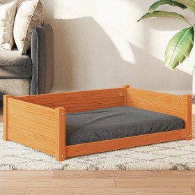 Cama para perros madera maciza pino marrón cera 95,5x65,5x28 cm