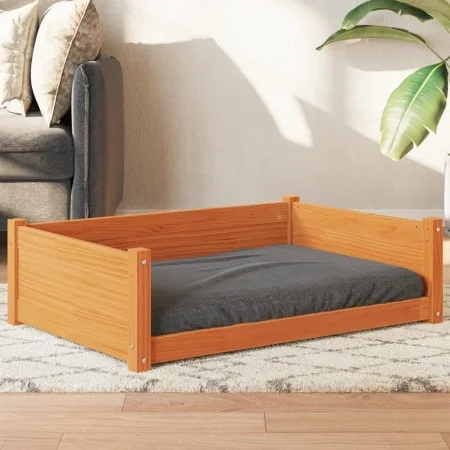 Cama para perros madera maciza pino marrón cera 95,5x65,5x28 cm de , Camas para perros - Ref: Foro24-844465, Precio: 80,55 €,...