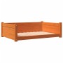 Cama para perros madera maciza pino marrón cera 95,5x65,5x28 cm