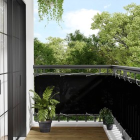 Pantalla de balcón 100% poliéster Oxford negro 75x800 cm