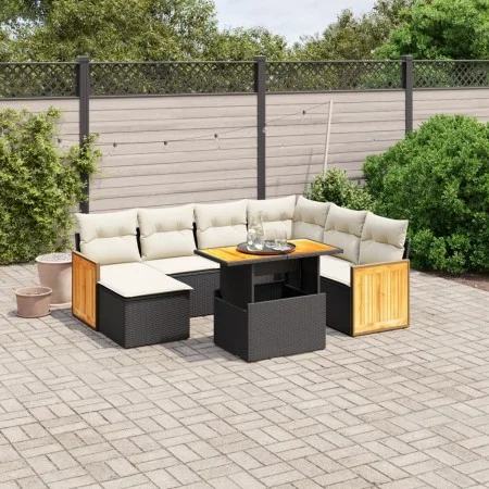8-teiliges Gartensofa-Set und schwarze synthetische Rattankissen von , Gartensets - Ref: Foro24-3274073, Preis: 496,32 €, Rab...