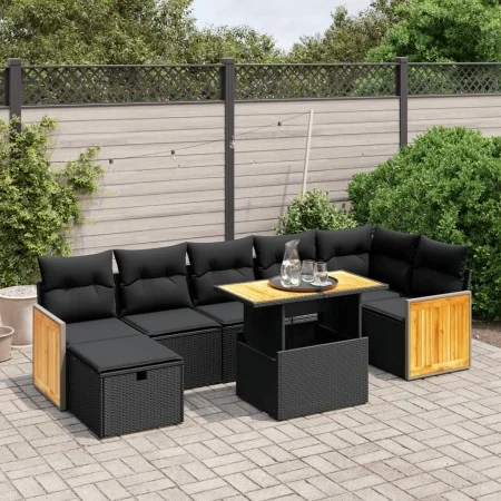 8-teiliges Gartensofa-Set und schwarze synthetische Rattankissen von , Gartensets - Ref: Foro24-3276254, Preis: 544,52 €, Rab...