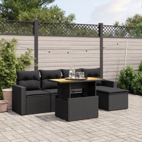 6-piece garden sofa set and black synthetic rattan cushions by , Garden sets - Ref: Foro24-3271286, Price: 387,25 €, Discount: %