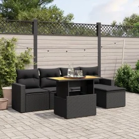 6-teiliges Gartensofa-Set und schwarze synthetische Rattankissen von , Gartensets - Ref: Foro24-3271286, Preis: 388,22 €, Rab...