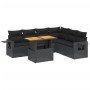 Set de comedor de jardín 7 pzas y cojines ratán sintético negro de , Conjuntos de jardín - Ref: Foro24-3271769, Precio: 483,27 €