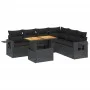 Set de comedor de jardín 7 pzas y cojines ratán sintético negro de , Conjuntos de jardín - Ref: Foro24-3271769, Precio: 511,4...