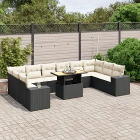 Set de sofás de jardín 11 pzas y cojines ratán sintético negro by , Garden sets - Ref: Foro24-3272806, Price: 709,04 €, Disco...