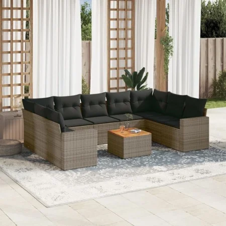 10-piece garden sofa set with gray synthetic rattan cushions by , Garden sets - Ref: Foro24-3256599, Price: 606,78 €, Discoun...