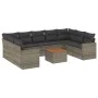 10-piece garden sofa set with gray synthetic rattan cushions by , Garden sets - Ref: Foro24-3256599, Price: 606,78 €, Discoun...