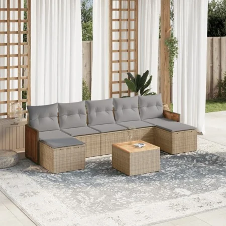Gartensofa-Set mit beigen Kissen 8 Stück PE-Rattan von , Gartensets - Ref: Foro24-3227921, Preis: 449,84 €, Rabatt: %