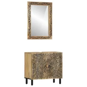 2-teiliges Badezimmermöbel-Set aus massivem Mangoholz von , Badezimmermöbel - Ref: Foro24-3206313, Preis: 228,62 €, Rabatt: %