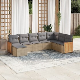 Juego de sofás de jardín con cojines beige 8 pzas ratán PE de , Conjuntos de jardín - Ref: Foro24-3227928, Precio: 462,07 €, ...