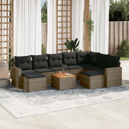 10-piece garden sofa set with gray synthetic rattan cushions by , Garden sets - Ref: Foro24-3256739, Price: 582,60 €, Discoun...