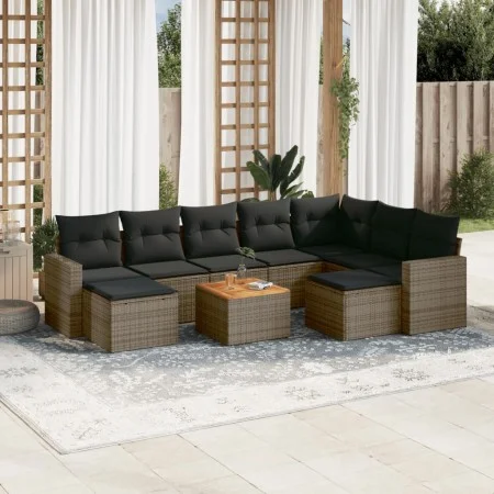10-piece garden sofa set with gray synthetic rattan cushions by , Garden sets - Ref: Foro24-3256739, Price: 574,73 €, Discoun...